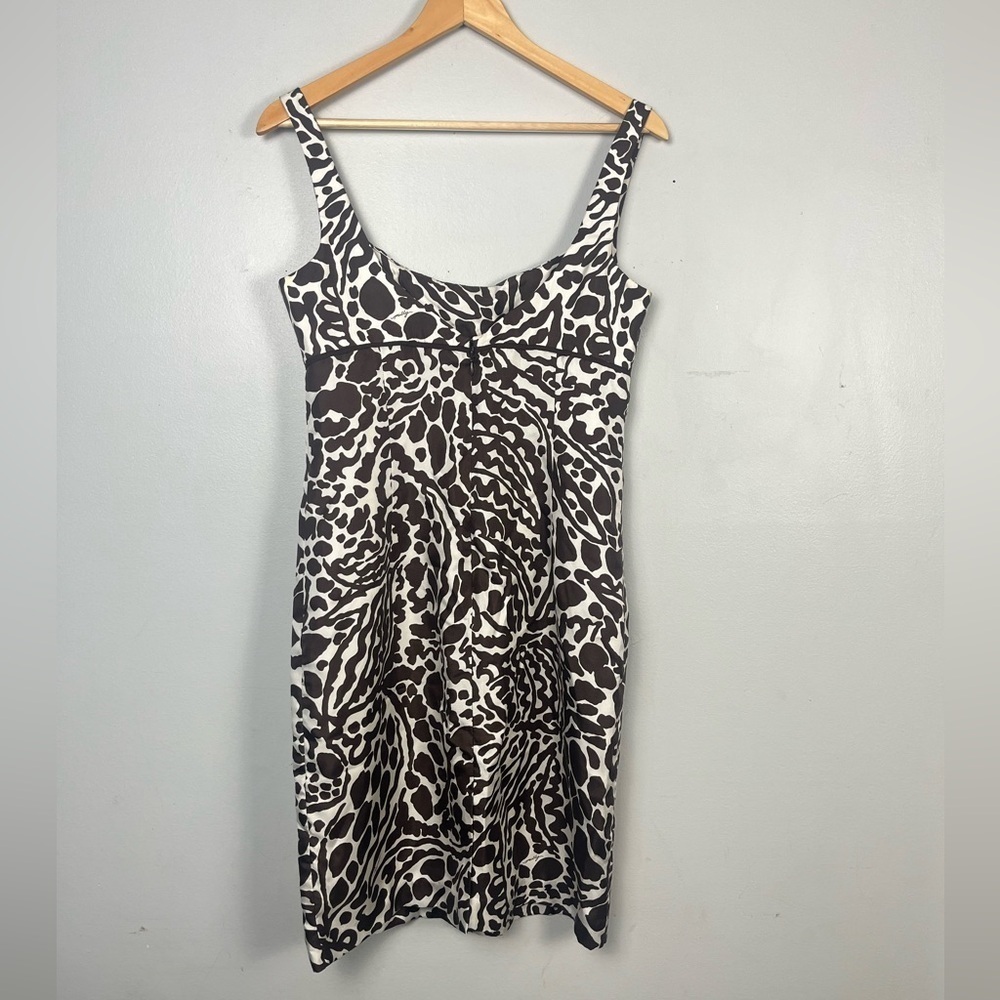 Vintage Milly NY brown and white abrstract silk empire waist dress size 6 - Picture 4 of 11
